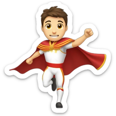 a runner athlete. with the posture of open arms greeting the public. in one arm he carries a bullfighter's cape sticker