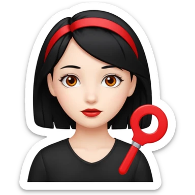  girl with black hair and red color hairclip sticker