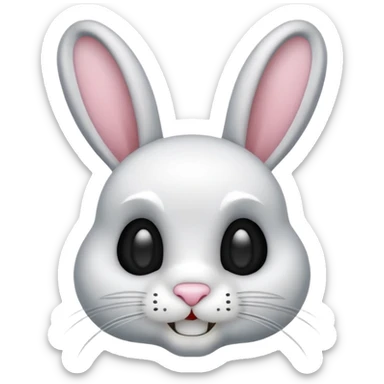 emoji d'une tête de lapin squelette noire qui dit bonjour de la main sticker