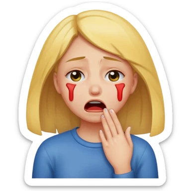 Girl crying and choking herself  sticker