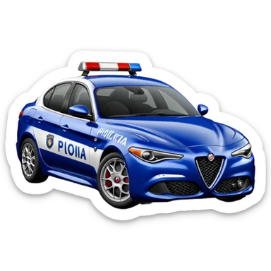 crea auto di servzio alfa romeo giulia tutta blu scuro con la scritta sul lato polizia penitenziaria  sticker