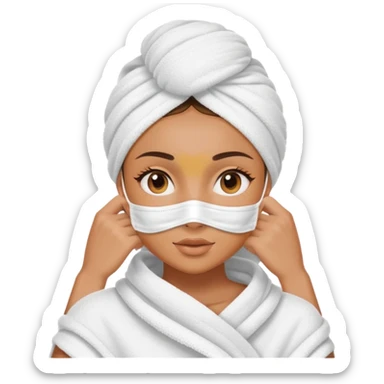aesthetic tanned girl with just her face and a face mask and a towel on her head sticker