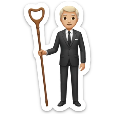 Give me a suit with pants and a wooden old age stick  sticker