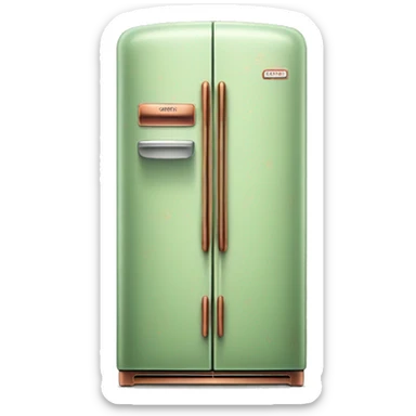 Realistic pastel green and metallic copper vintage fridge.  sticker