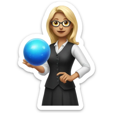 Women teacher with magic ball in her hand sticker