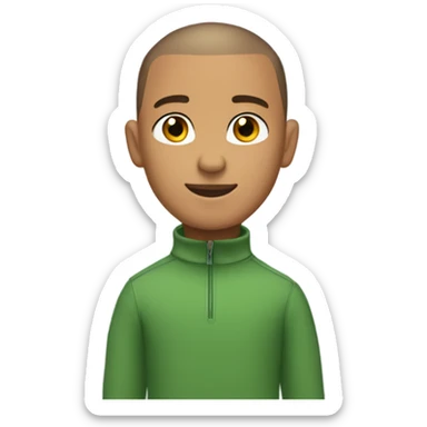 boy with light tanned skin, buzz cut, no facial hair, wearing a smart quarter zip jumper. sticker