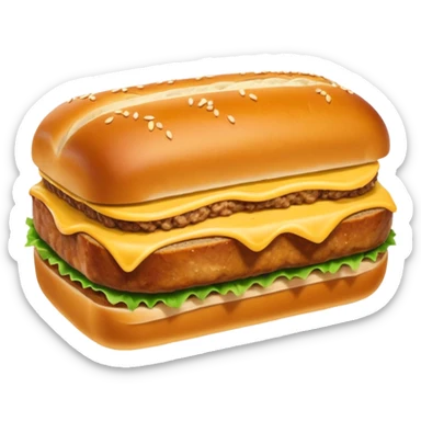 traditional Bavarian Leberkäse sandwich emoji, golden-brown meatloaf slice in round crusty white roll, touch of mustard, clean bold easy to recognize sticker