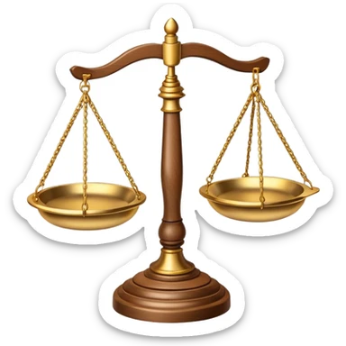 Scales of justice balanced with gavel sticker