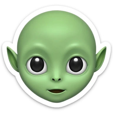 A cute alien face with two black eyes and without antennae, ears, nostrils sticker