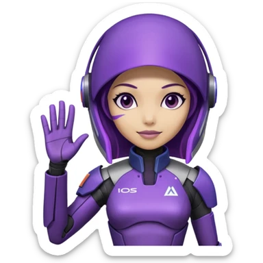 cute Tali'zorah from Mass Effect, full suit, purple visor, waving sticker