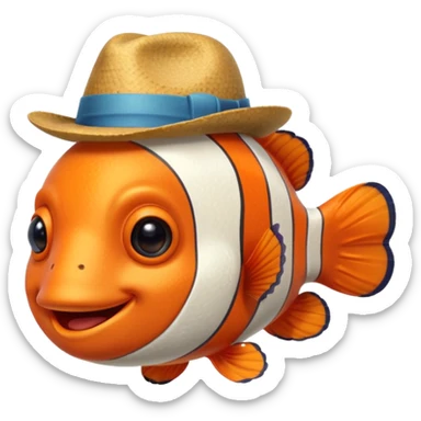 Clownfish with a fedora, smiling sticker