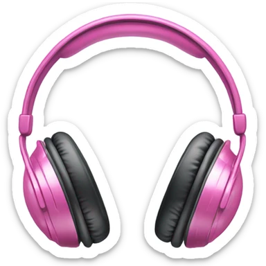Realistic pair of metallic bubblegum pink Headphone set isolated.  sticker