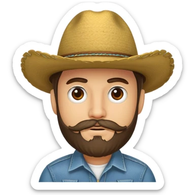 Un muchacho con sombrero vaquero y con barba  sticker