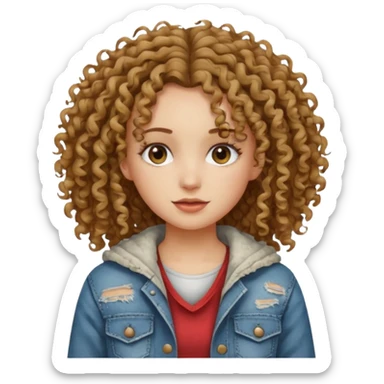 ios 18 emoji pretty girl with curly hair and poor clothes sticker