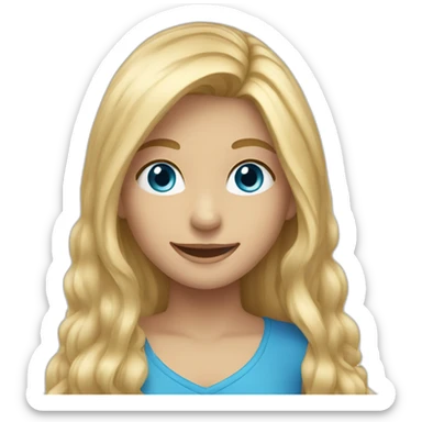 Girl with long blonde hair and blue eyes smiling  sticker