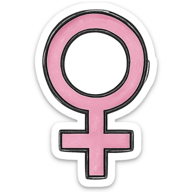 hand drawn outlined icon of a pink symbol, no fill sticker