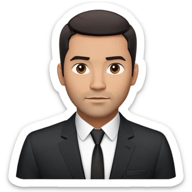 Good-looking robust man in his mid-40s with light brown skin tone, short black hair with evident fade cut, 5 o'clock shadow/scruff instead of beard, strong square face, approachable TV host expression, black blazer left open showing white buttoned shirt with open collar, no tie sticker