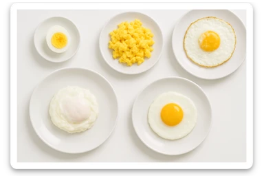 uova cotte in modo diverso in un clima pulito, viste dall'alto sticker