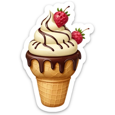 ice cream with fruits and chocolate sauce sticker