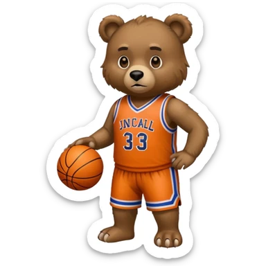 Bear with full body and wearing basketball Jersey sticker