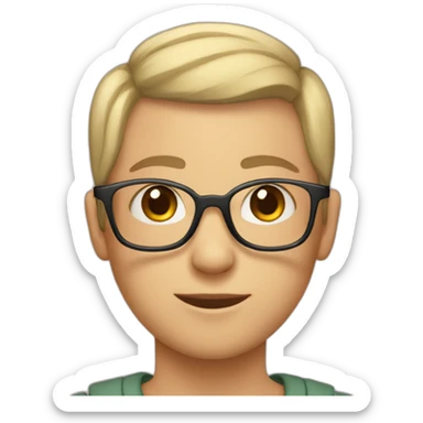 Caucasian Teenager with a buzz cut and round glasses sticker