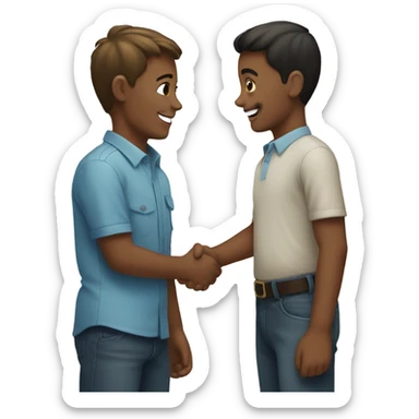 A boy shaking his hang, and say "Hi" sticker