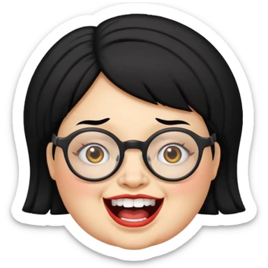 short fat lady with glasses ,crooked teeth and crazy black hair sticker