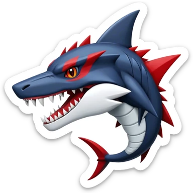 Black Cool Edgy Anthro Sharpedo-Sergal-Garchomp-Fakémon  with White and Red Edgy markings sticker