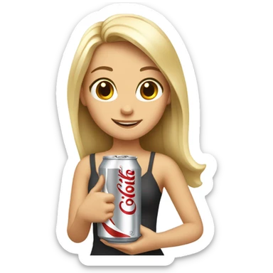Blonde girl holding a Diet Coke  sticker