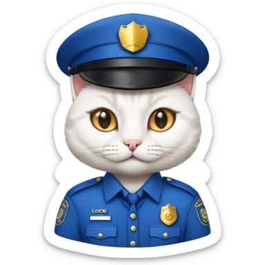 white cat police sticker