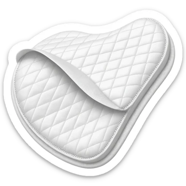 single sanitary pad shown from above, soft white contours, slightly curved wings, gently quilted texture, absorbent clean surface with subtle folds suggesting flexibility, no wrapper, underwear, or branding, apple emoji style, soft lighting, subtle shadows, emoji scale sticker