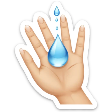 Water drenching and dripping directly off index and middle fingers of hand sticker