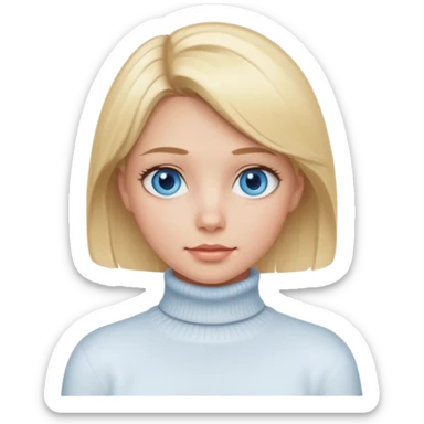 Chica rubia de piel blanca ojos azules y cuello vuelto sticker