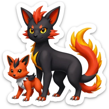 
Houndour-Torracat-Zorua-Salandit-Flareon-Fakémon-Digimon-fusion (full body) sticker