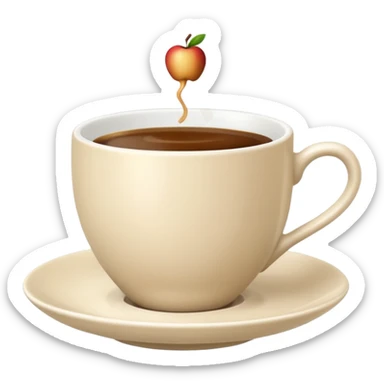 classic coffee cup and saucer, light beige color, elegant shapes, Apple emoji style, no text sticker