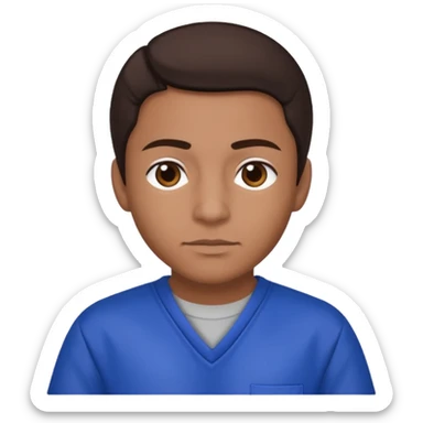 Dre from Lockdown with dre skin, brown eyes, dark brown hair , cobalt blue inmate outfit  sticker