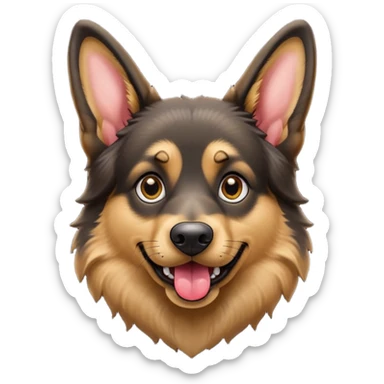 cartoon style dark German Shepherd dog with longer tongue hanging out  sticker