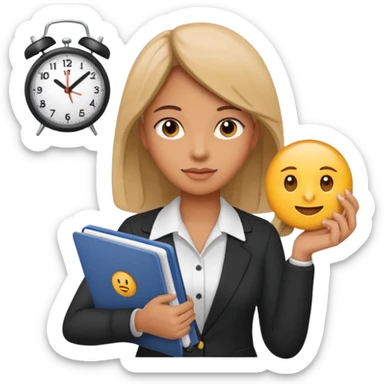 new emoji Be right back meeting time emoji female add clock and notebook sticker