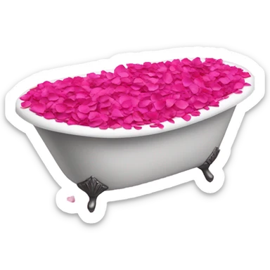 Bathtub filled with hot pink rose petals  sticker