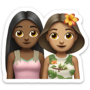 Three girls in Costa Rica wearing cute outfits with a sloth on one girl’s shoulder  sticker