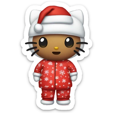 hello kitty in christmas pjs sticker