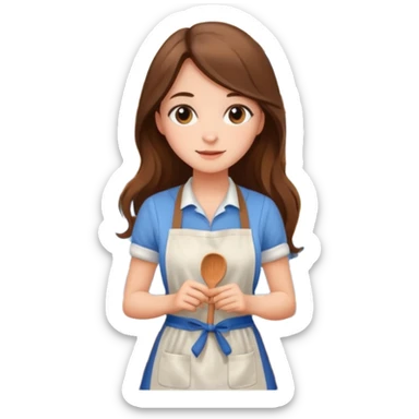 beautiful girl with long brown hair renovating her kitchen sticker