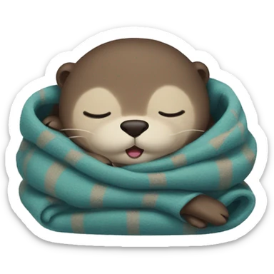 otter cozy in blanket sleeping sticker