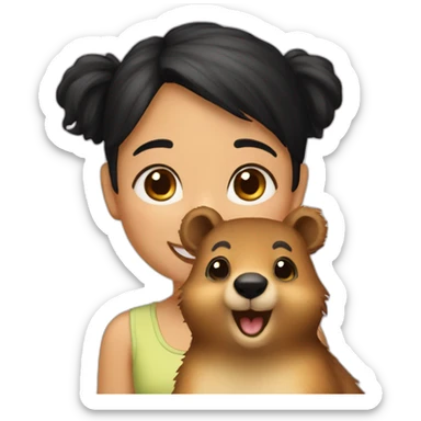 a-happy-quokka-with-happy-girl-who-is-black-hair sticker