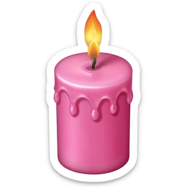 A drawing of a flaming pink candle that could be used at a romantic dinner table. The camera should be isometric at a 85-degree angle. sticker