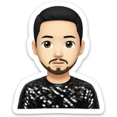 Mike Shinoda with black hair, black sequin shirt sticker
