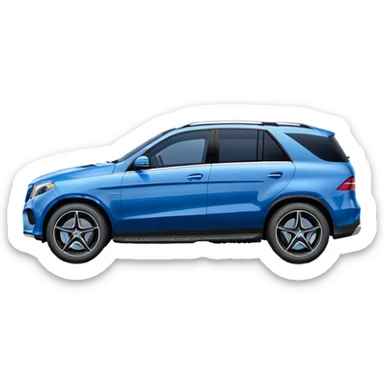 super simple pure side view black Mercedes GLE SUV minimal details compact rounded blue-tinted windows sticker