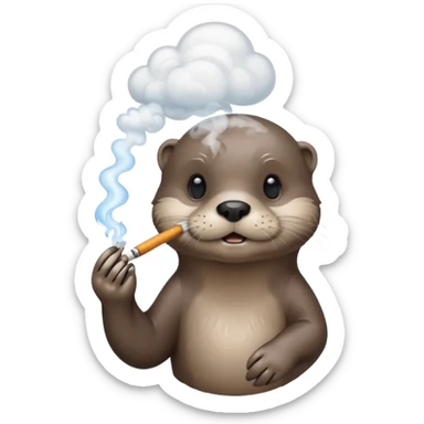 a otter smoking weed surrounded by fumes sticker