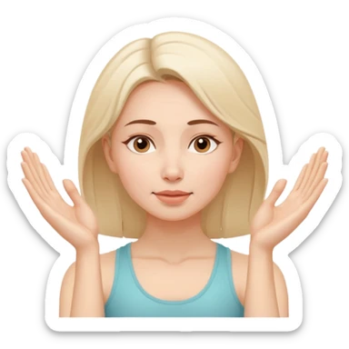 Minimal wellness-style emoji of a woman doing face yoga exercises, hands gently lifting and stretching facial muscles, calm and natural look, clear face yoga movement, simple and easy-to-understand icon, no beauty or medical elements

 sticker