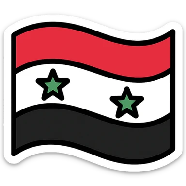 modern Syrian flag concept with abstract, flowing forms and minimal symbolism, flat icon style sticker